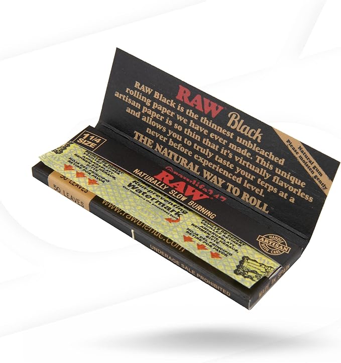 Raw Black Rolling Paper - 1 1/4" Size
