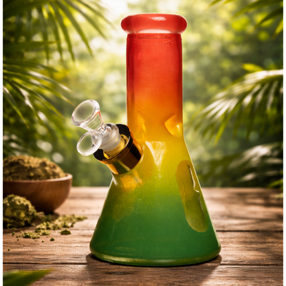 8" Glass Bong (7mm) - Rasta Edition
