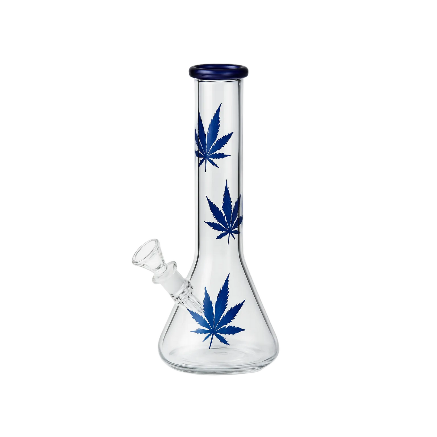 8" Glass Bong w/Blue Leaf Design