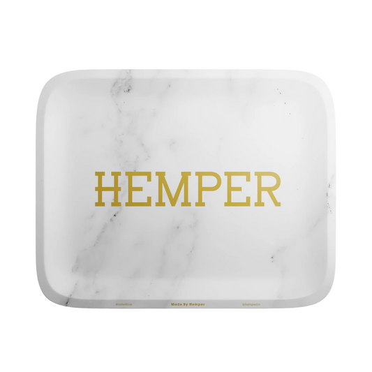 Hemper Rolling Tray - White Marble Edition