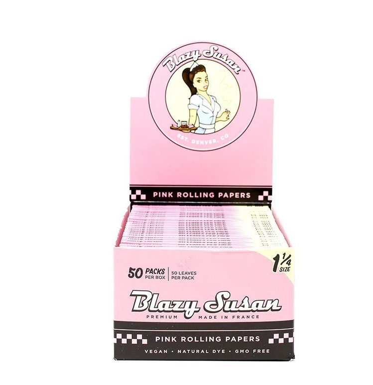 Blazy Susan Pink Rolling Papers - 1 1/4"